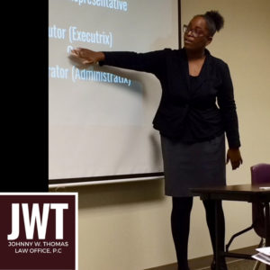 Attorney Whitney Thomas teaching a class.